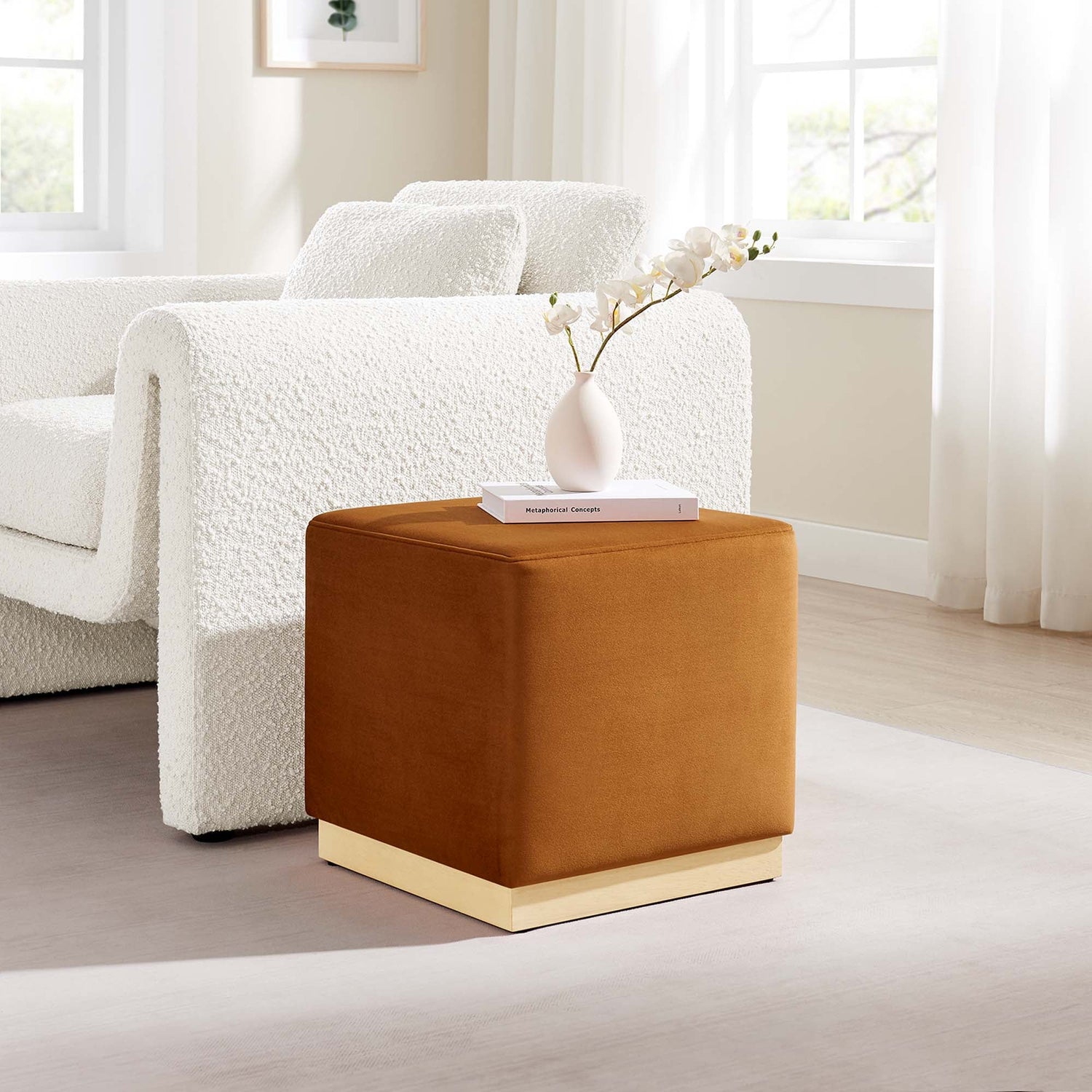 Tilden 17&quot; Square Performance Velvet Upholstered Ottoman by Modway