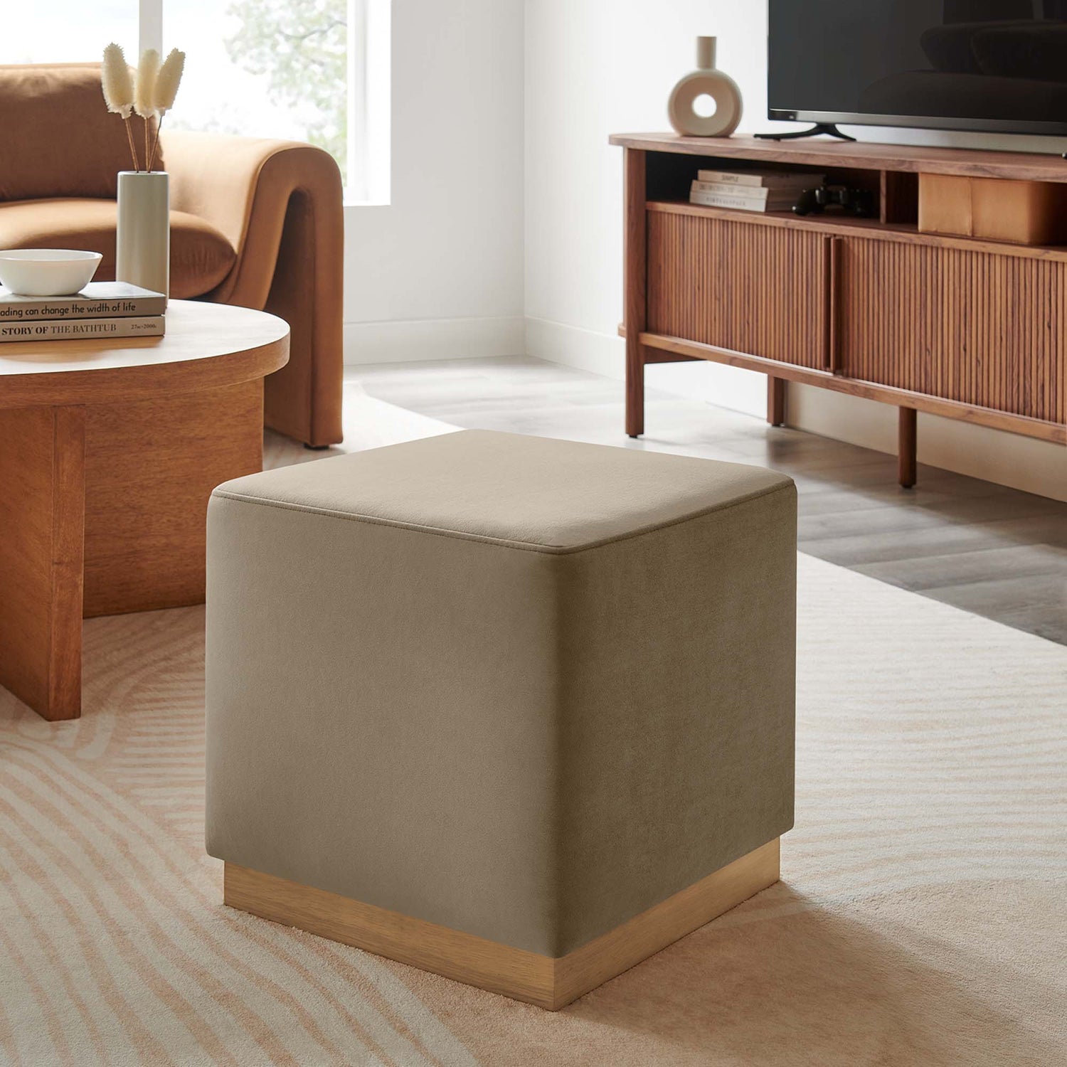 Tilden 17&quot; Square Performance Velvet Upholstered Ottoman by Modway
