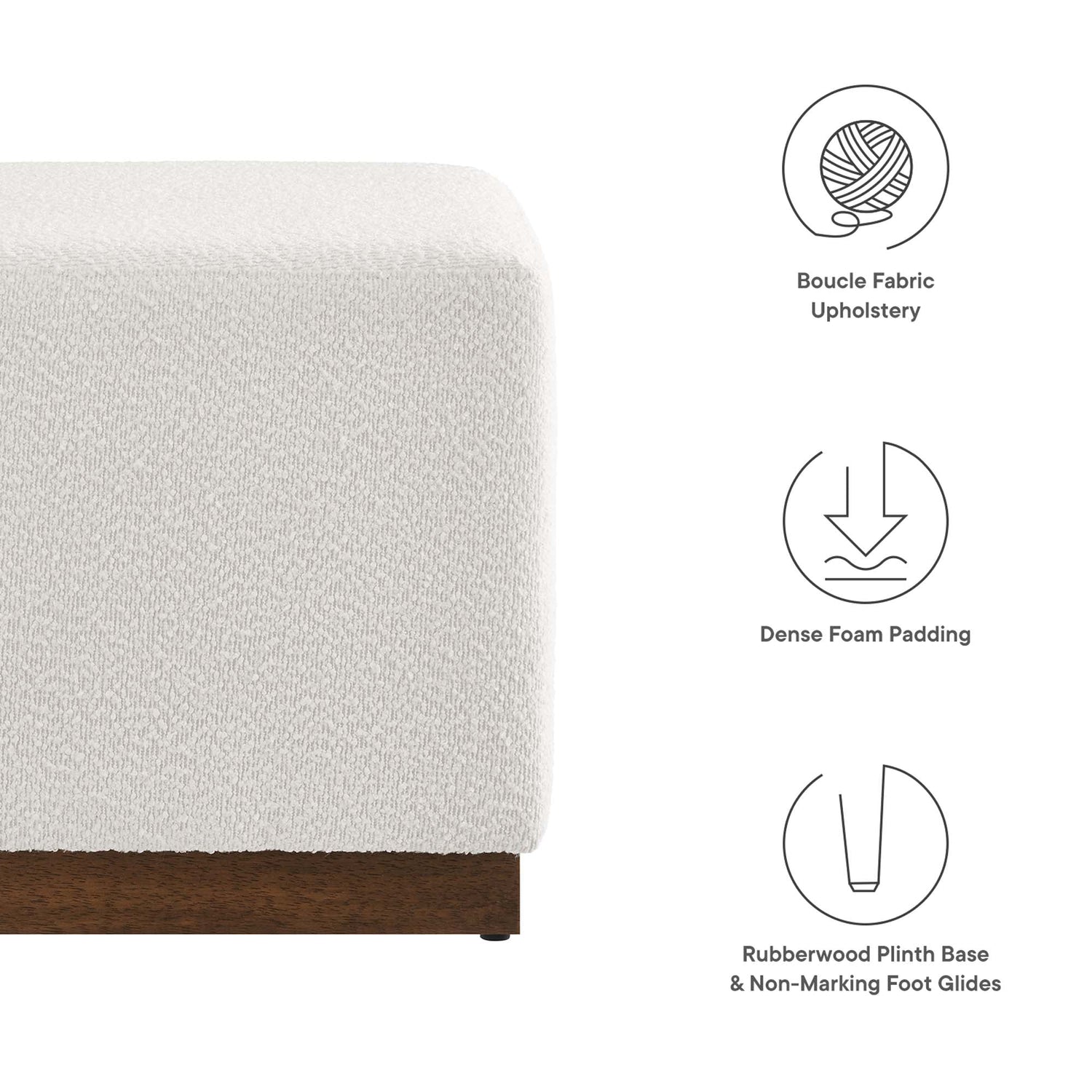 Tilden 17&quot; Square Boucle Upholstered Ottoman by Modway