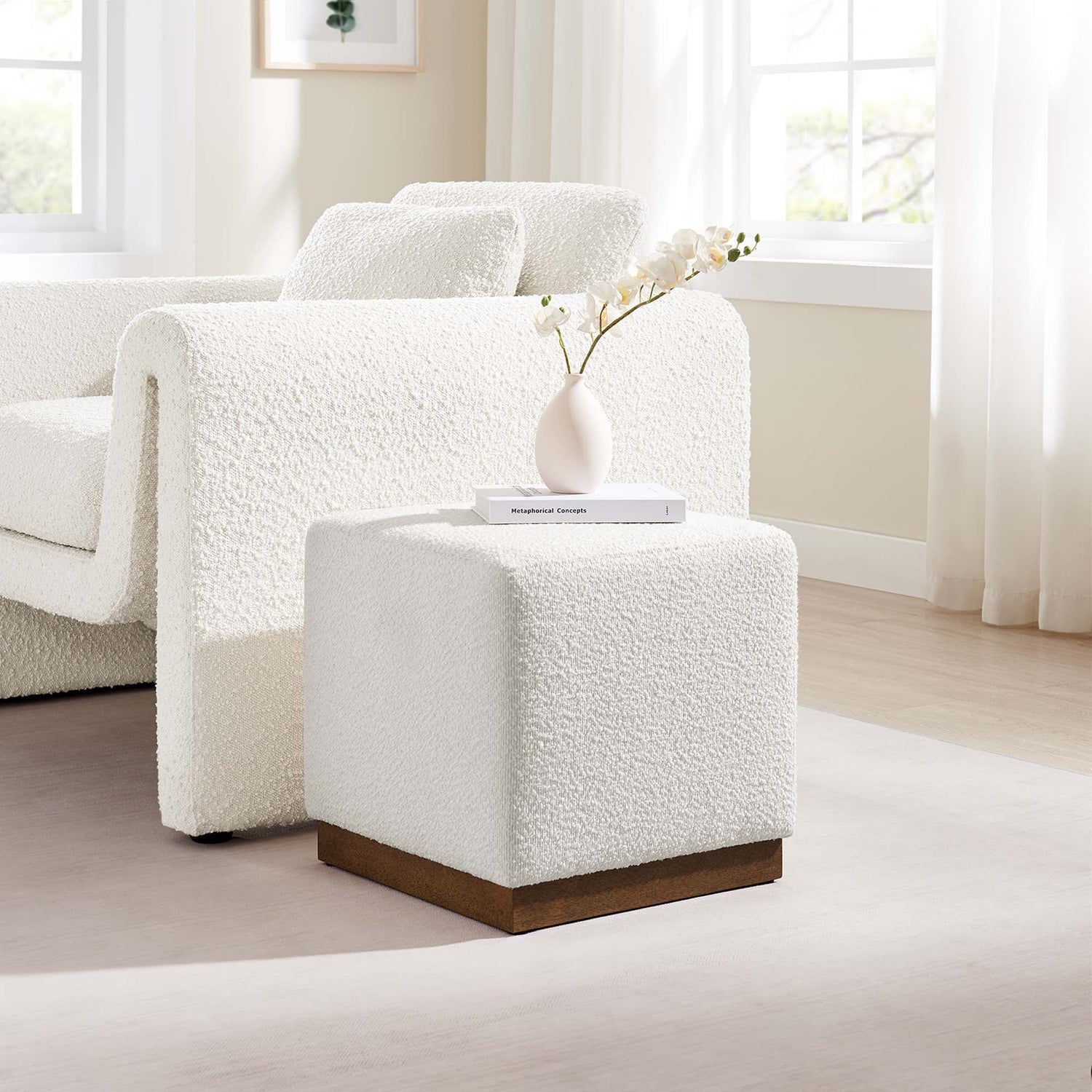Tilden 17&quot; Square Boucle Upholstered Ottoman by Modway