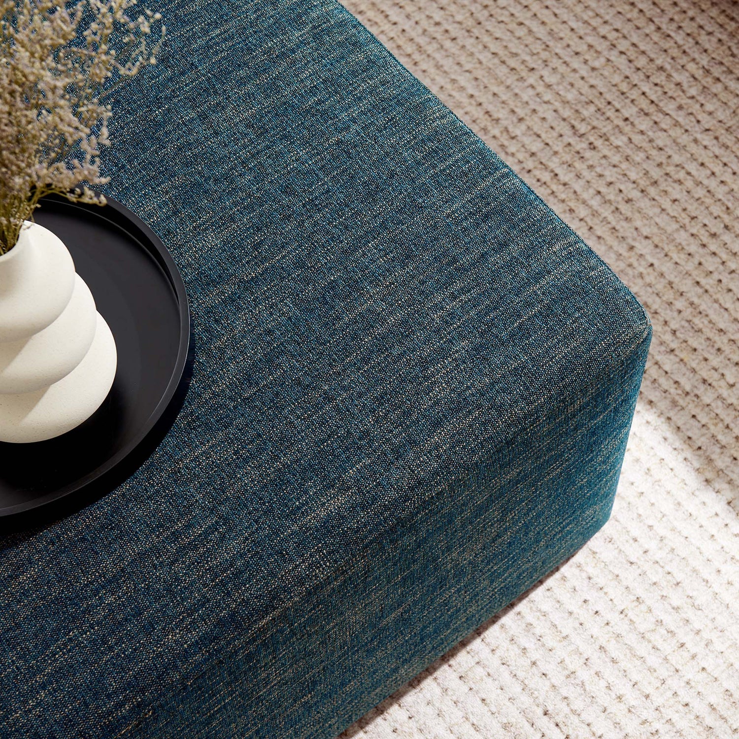 Callum Large 28&quot; Square Woven Heathered Fabric Upholstered Ottoman by Modway