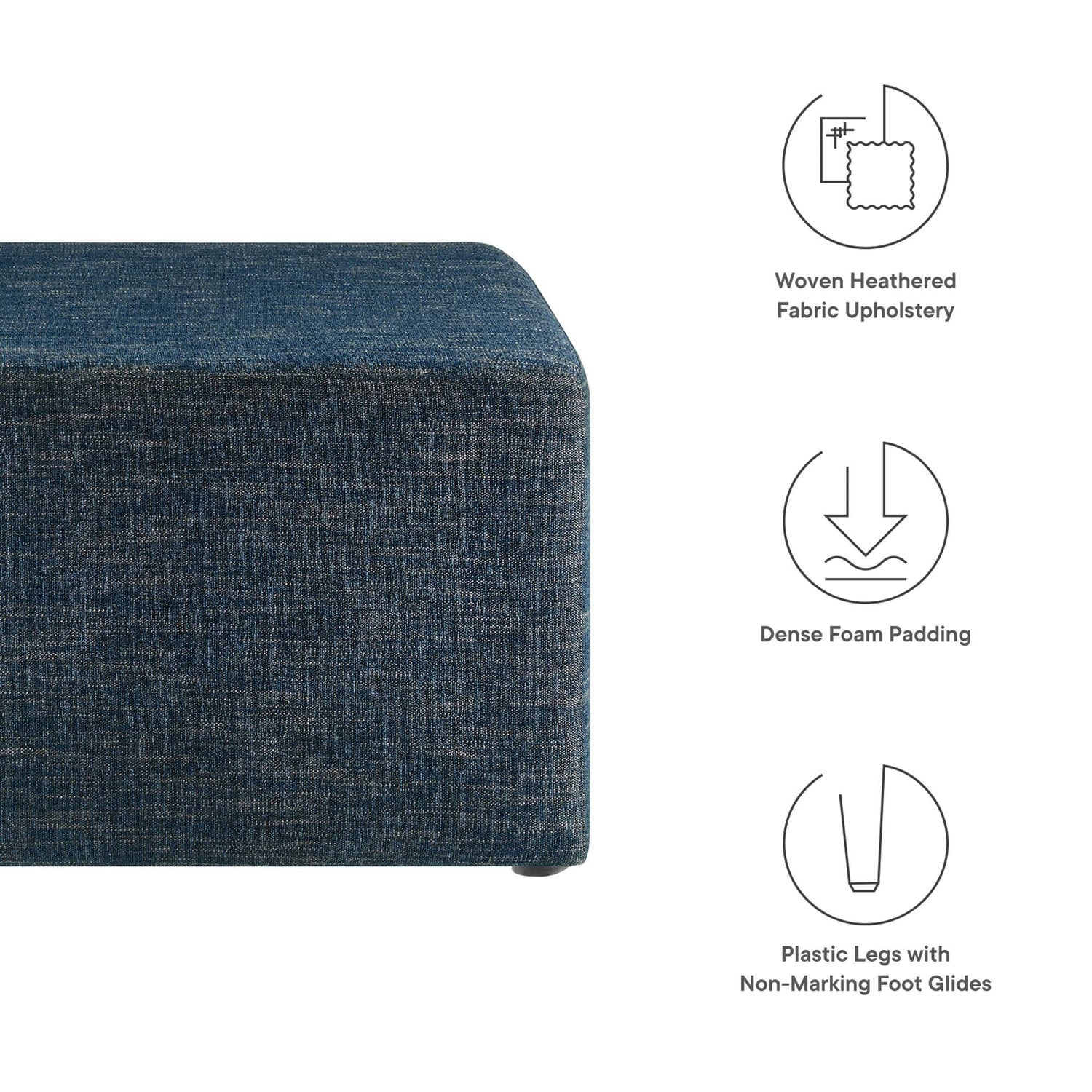 Callum Large 28&quot; Square Woven Heathered Fabric Upholstered Ottoman by Modway