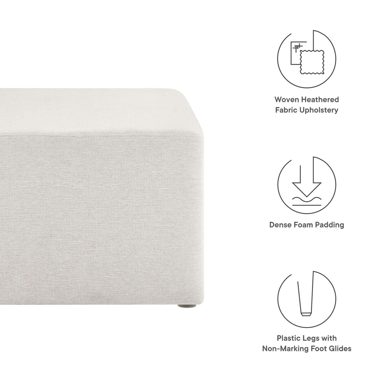 Callum Large 28&quot; Square Woven Heathered Fabric Upholstered Ottoman by Modway