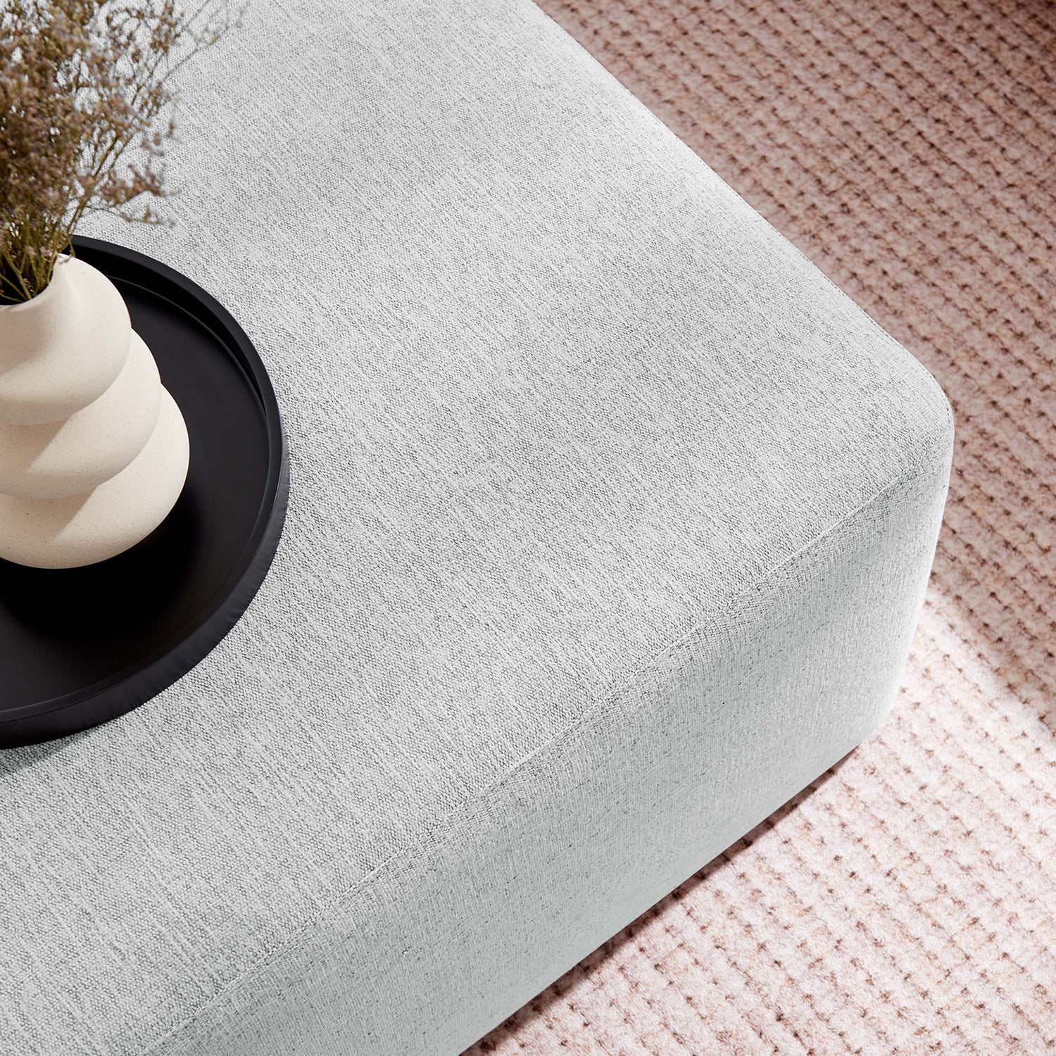 Callum Large 28&quot; Square Woven Heathered Fabric Upholstered Ottoman by Modway
