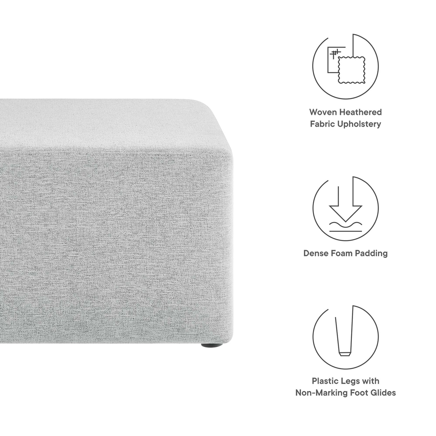 Callum Large 28&quot; Square Woven Heathered Fabric Upholstered Ottoman by Modway