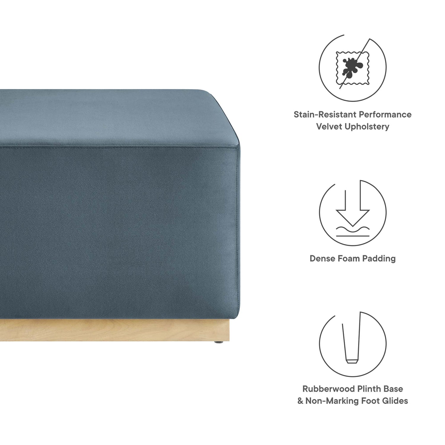 Tilden Large 28&quot; Square Performance Velvet Upholstered Ottoman by Modway