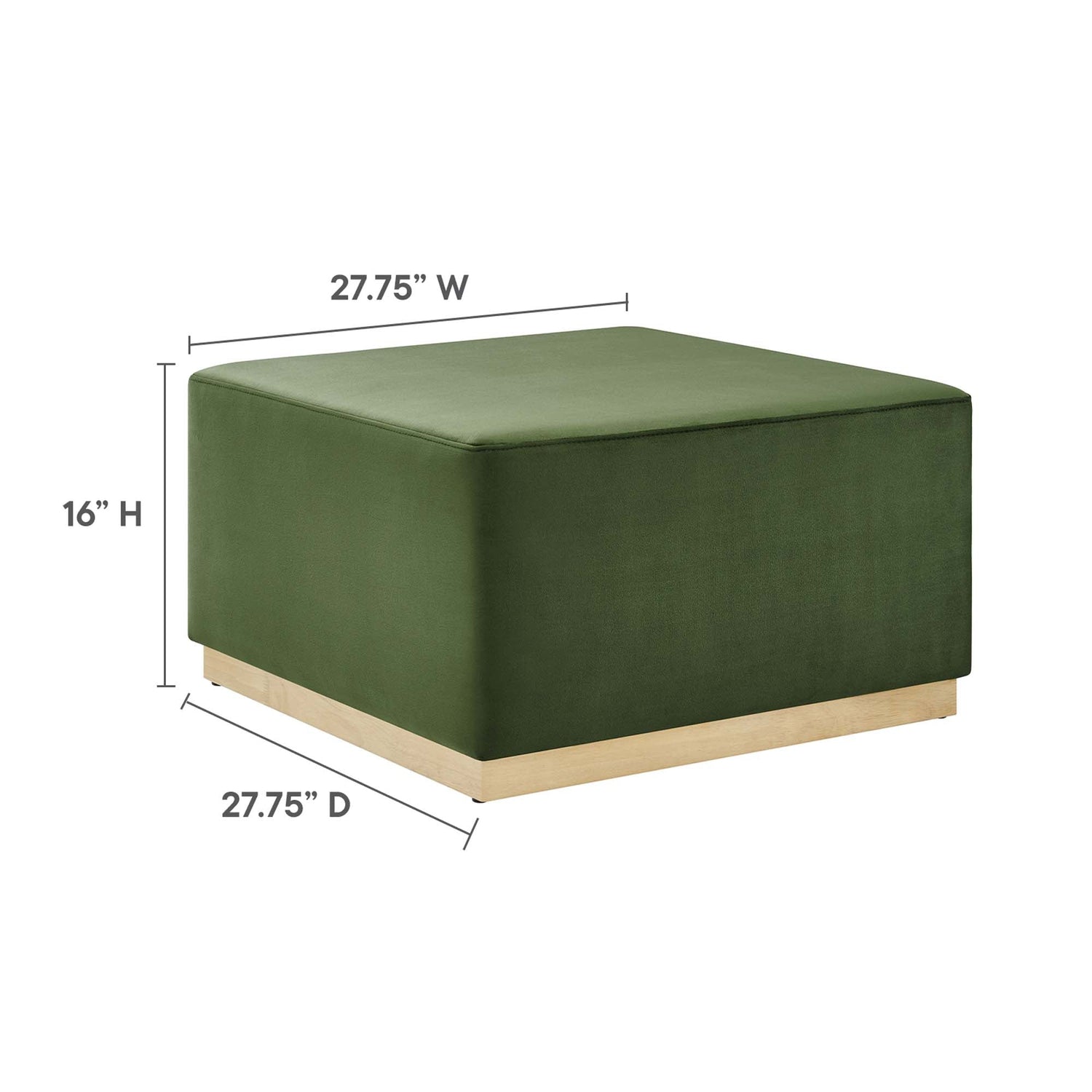 Tilden Large 28&quot; Square Performance Velvet Upholstered Ottoman by Modway