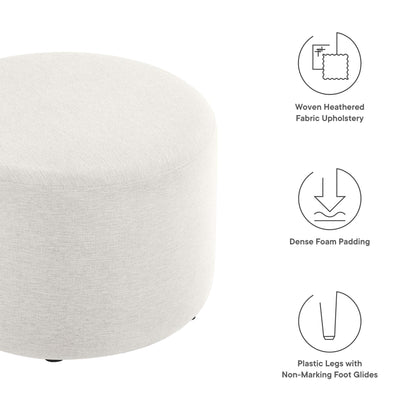 Callum Large 23&quot; Round Woven Heathered Fabric Upholstered Ottoman by Modway