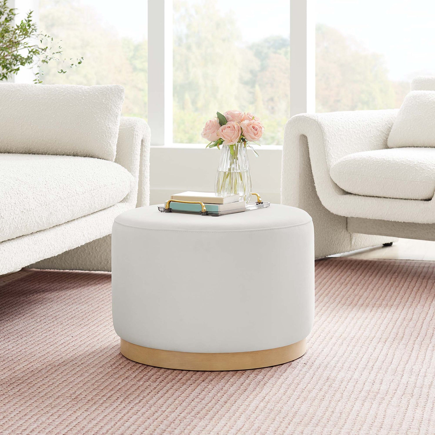 Tilden Large 23&quot; Round Performance Velvet Upholstered Ottoman by Modway