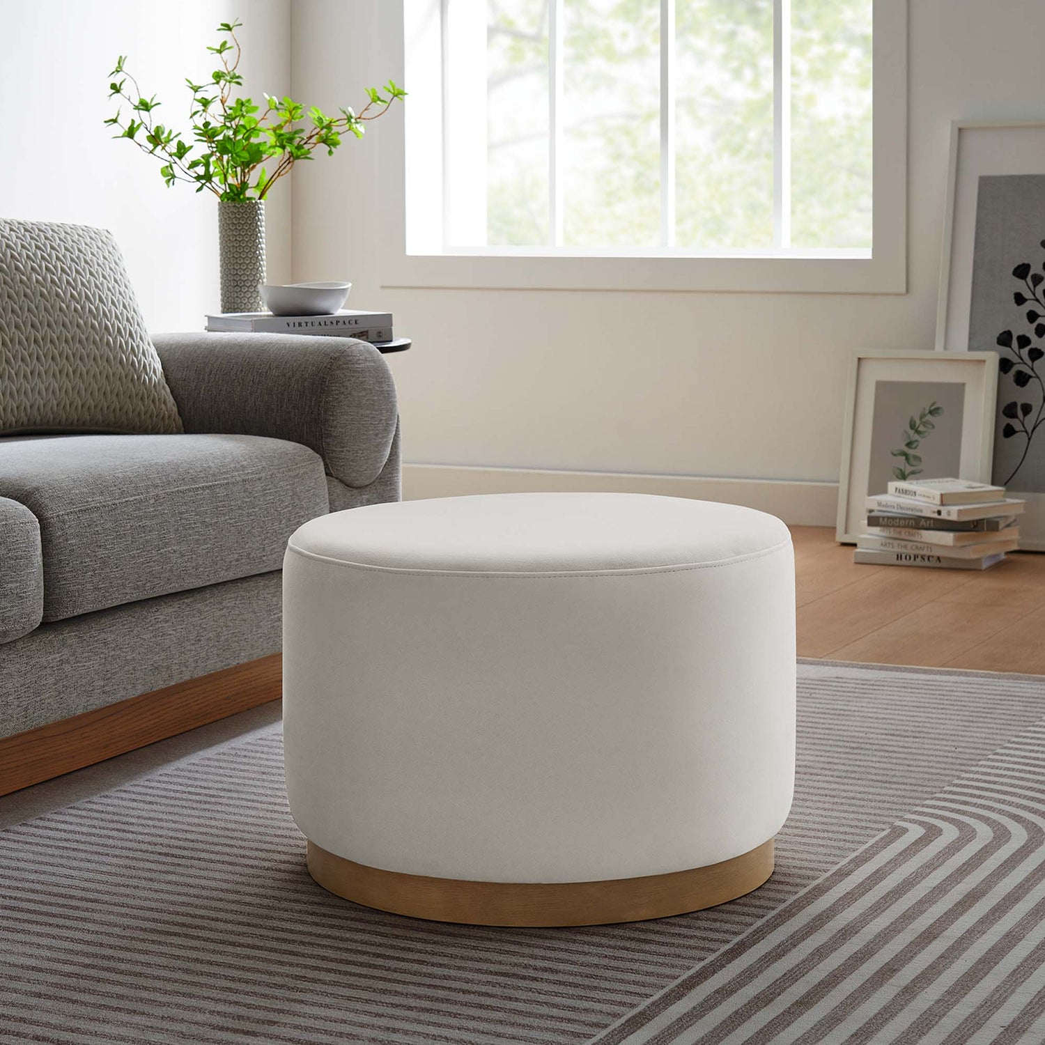 Tilden Large 23&quot; Round Performance Velvet Upholstered Ottoman by Modway