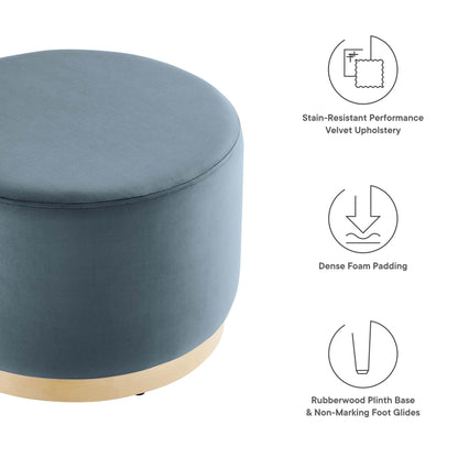 Tilden Large 23&quot; Round Performance Velvet Upholstered Ottoman by Modway