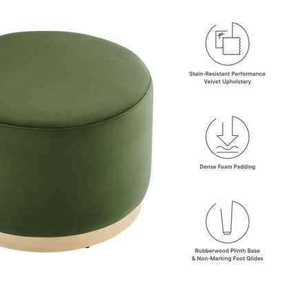 Tilden Large 23&quot; Round Performance Velvet Upholstered Ottoman by Modway