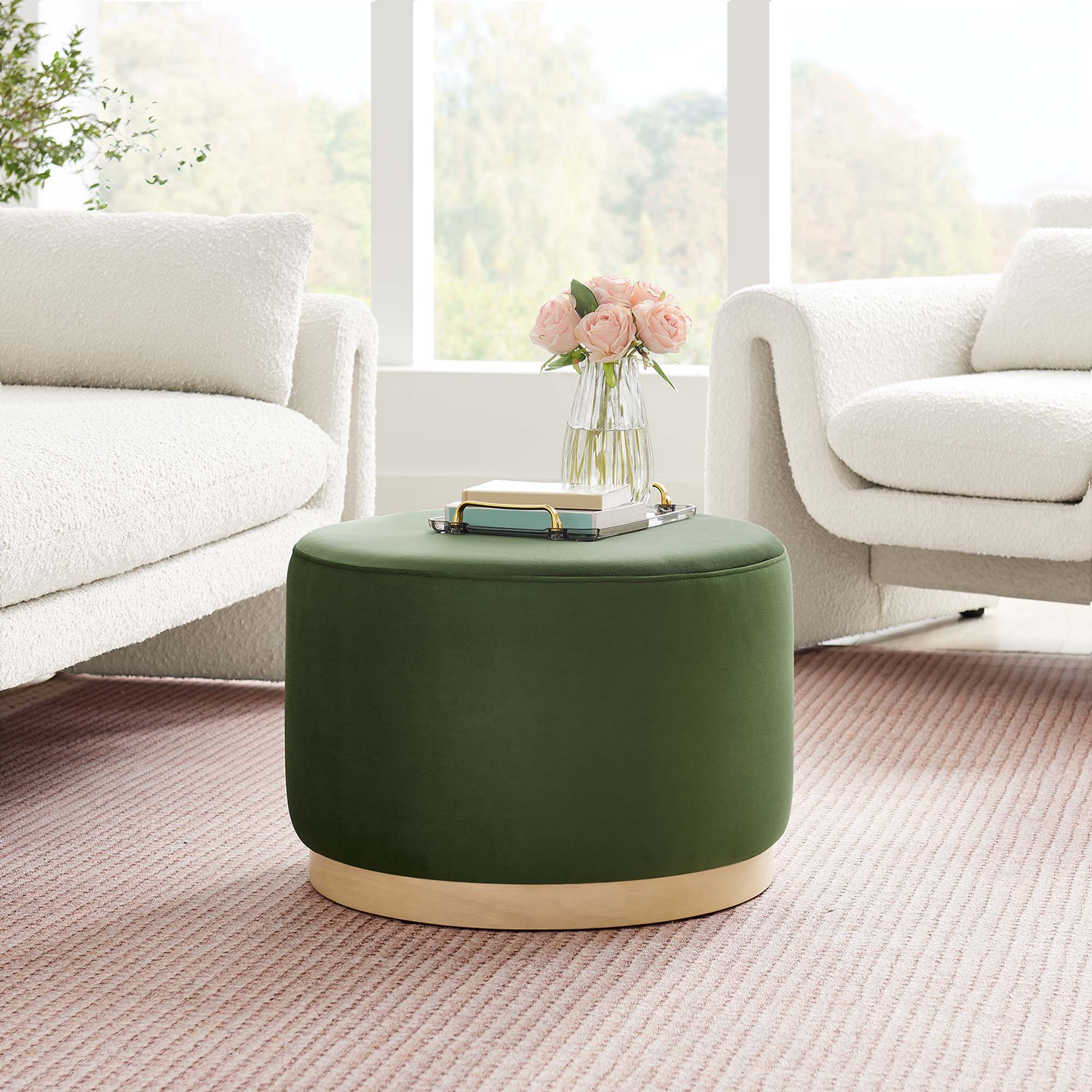 Tilden Large 23&quot; Round Performance Velvet Upholstered Ottoman by Modway