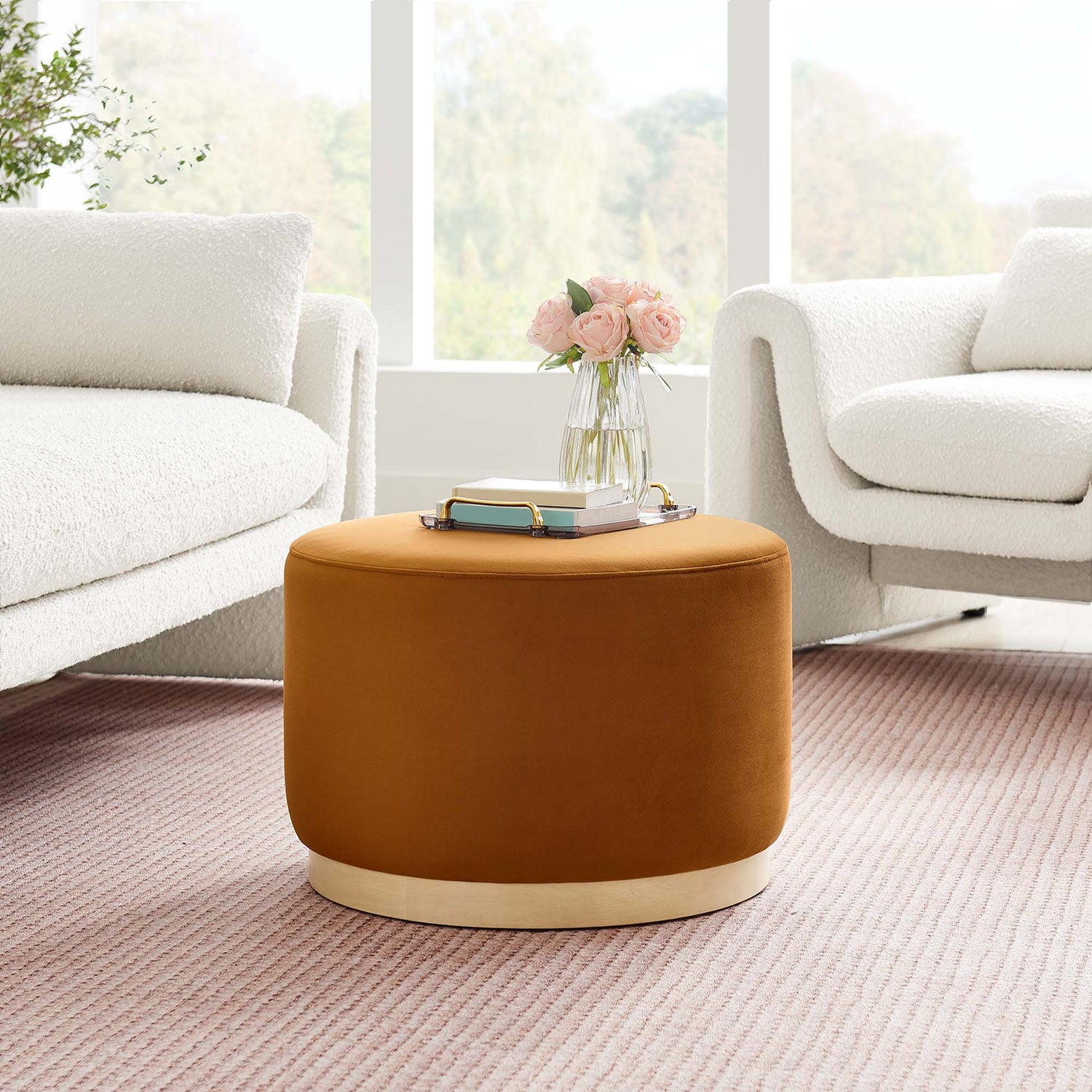 Tilden Large 23&quot; Round Performance Velvet Upholstered Ottoman by Modway