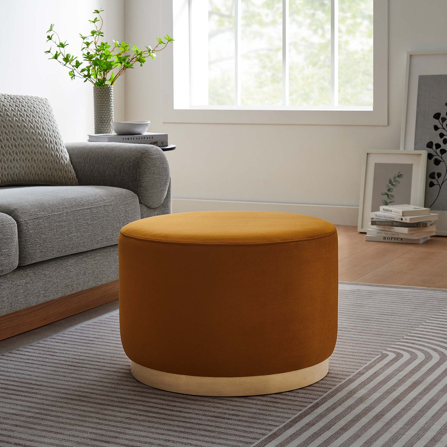 Tilden Large 23&quot; Round Performance Velvet Upholstered Ottoman by Modway