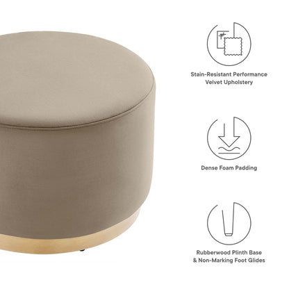 Tilden Large 23&quot; Round Performance Velvet Upholstered Ottoman by Modway