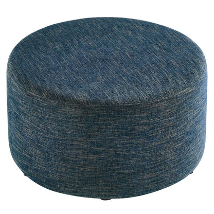 Callum Large 29&quot; Round Woven Heathered Fabric Upholstered Ottoman By HouseBean