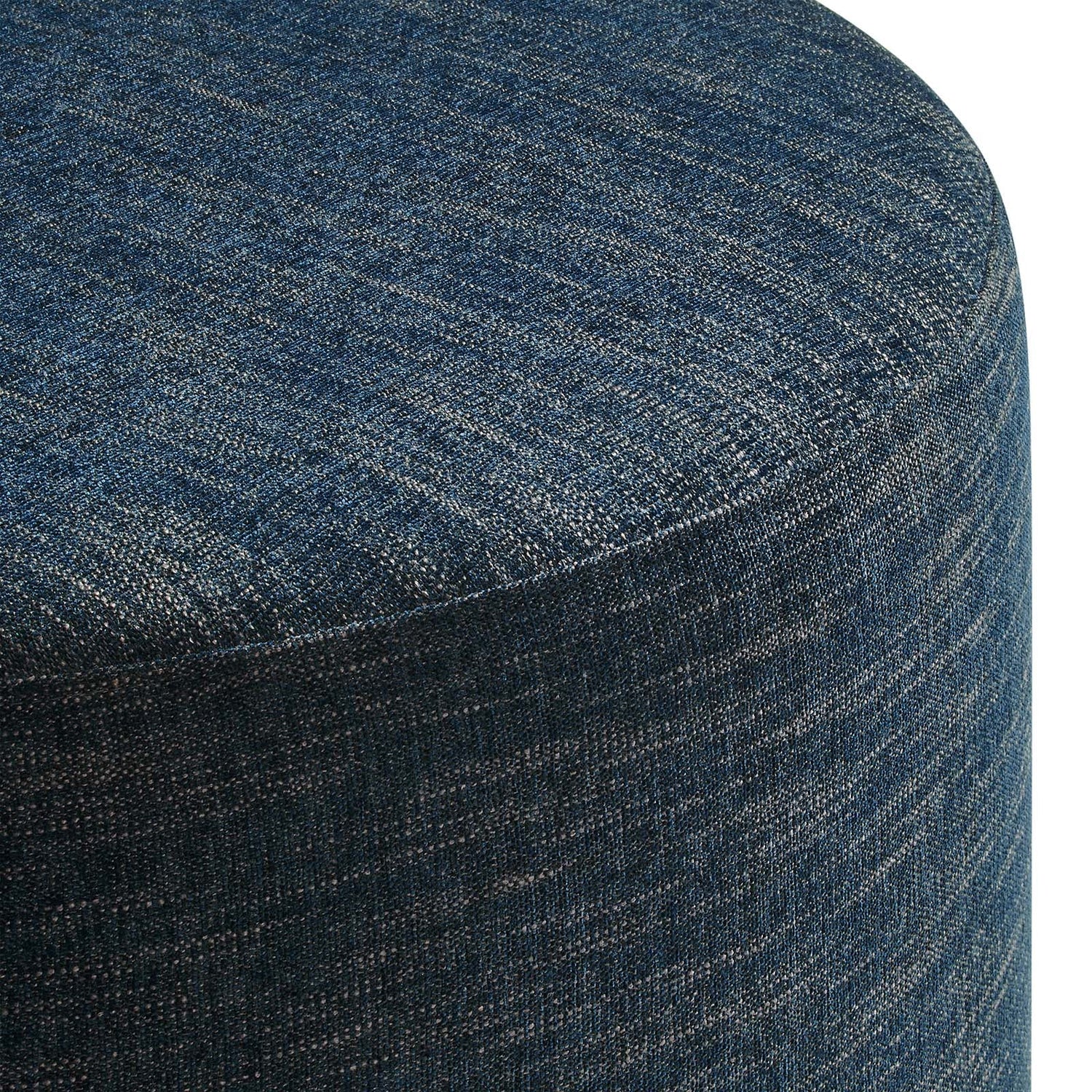 Callum Large 29&quot; Round Woven Heathered Fabric Upholstered Ottoman By HouseBean