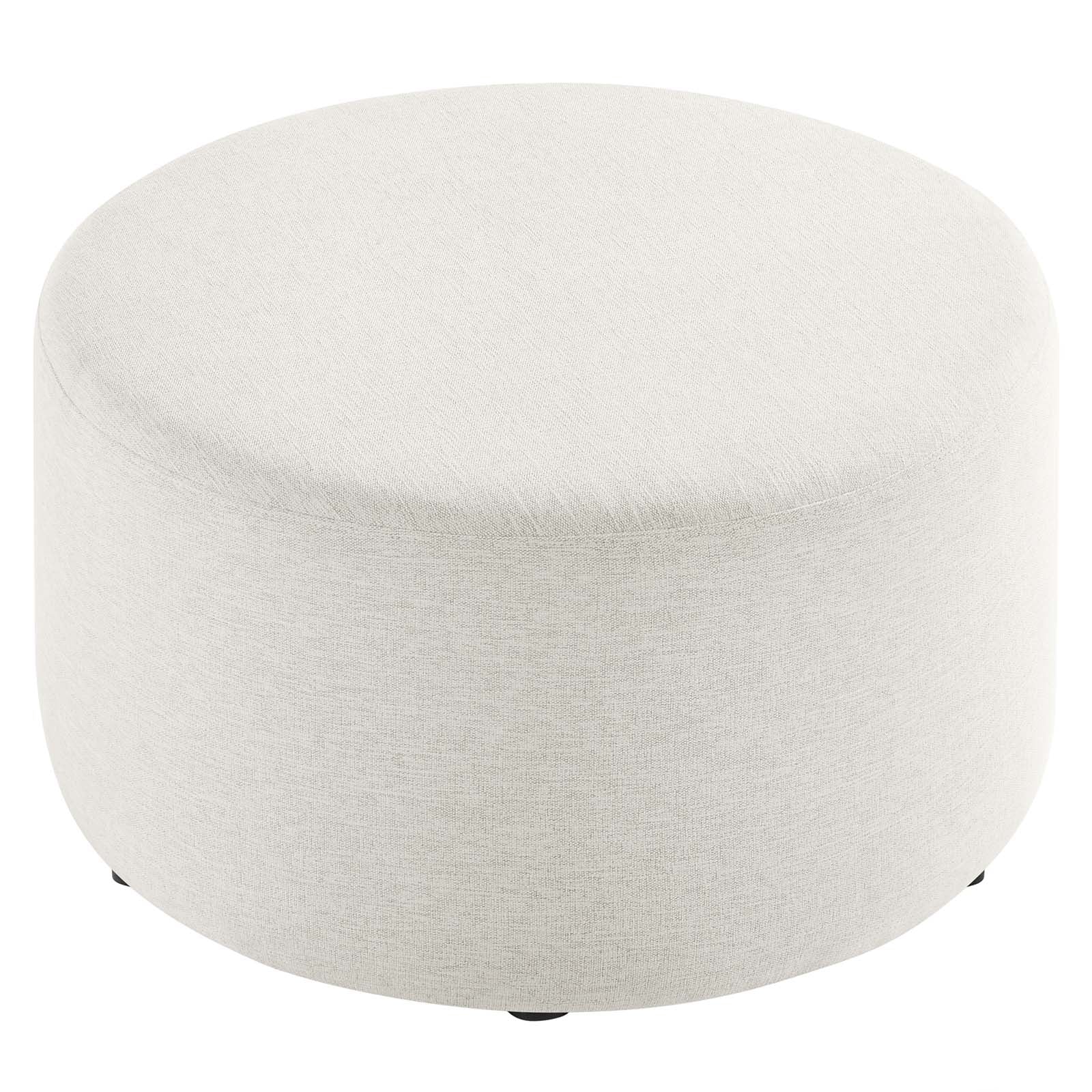 Callum Large 29&quot; Round Woven Heathered Fabric Upholstered Ottoman By HouseBean