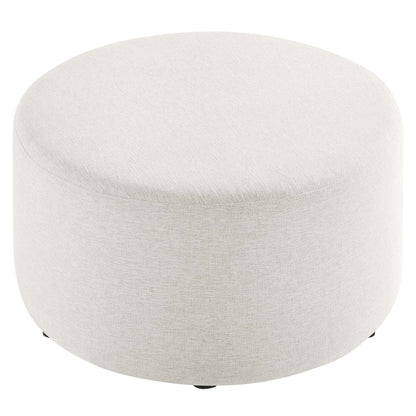 Callum Large 29&quot; Round Woven Heathered Fabric Upholstered Ottoman By HouseBean