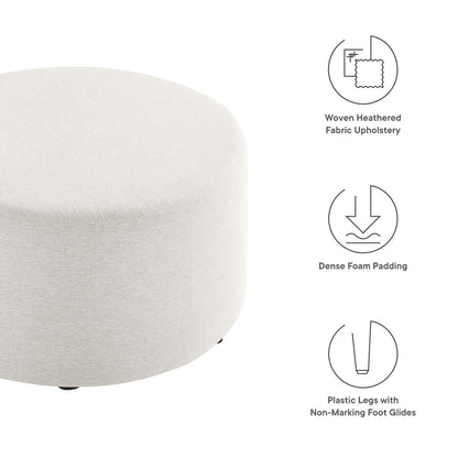 Callum Large 29&quot; Round Woven Heathered Fabric Upholstered Ottoman By HouseBean