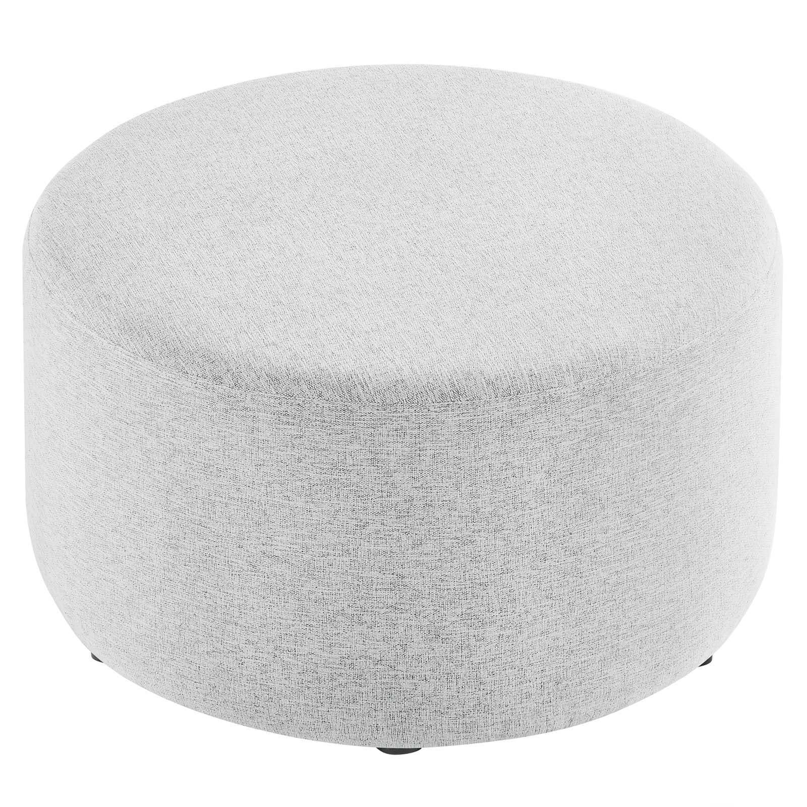 Callum Large 29&quot; Round Woven Heathered Fabric Upholstered Ottoman By HouseBean