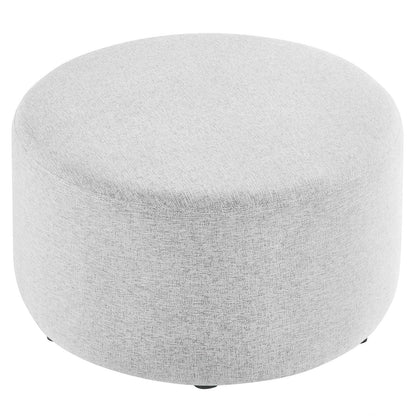 Callum Large 29&quot; Round Woven Heathered Fabric Upholstered Ottoman By HouseBean