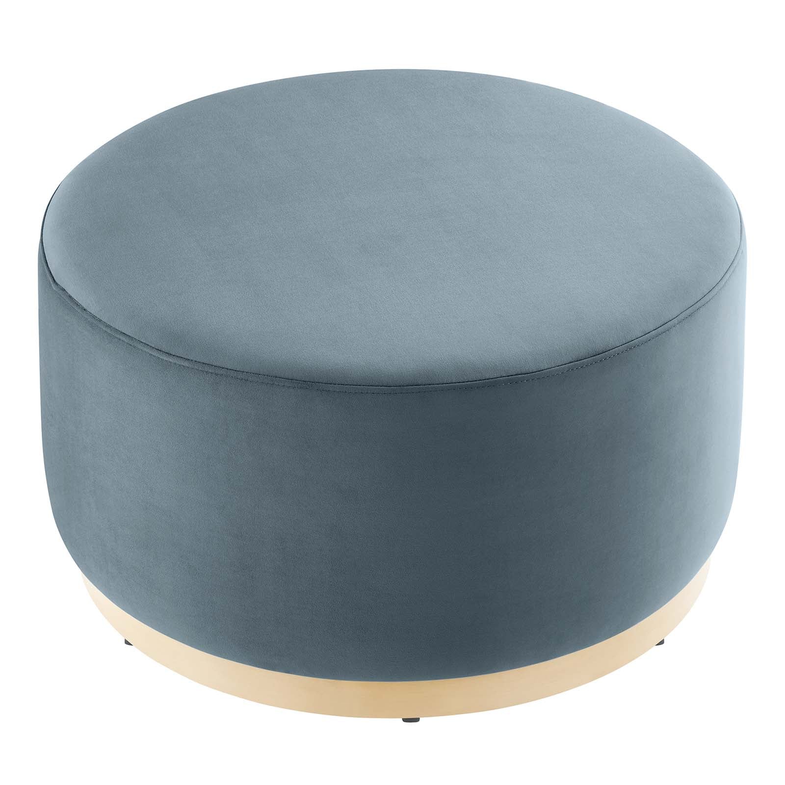 Tilden Large 29&quot; Round Performance Velvet Upholstered Ottoman By HouseBean