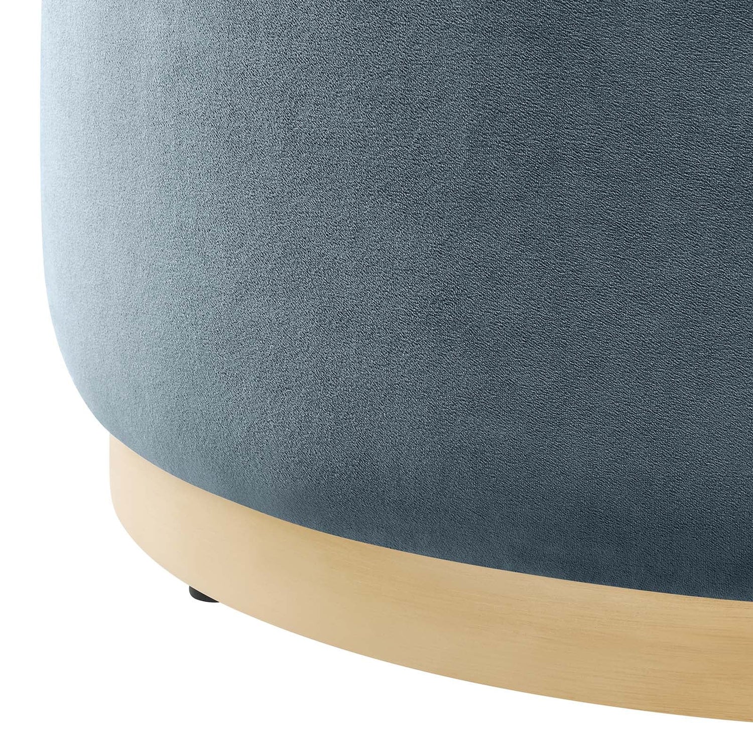 Tilden Large 29&quot; Round Performance Velvet Upholstered Ottoman By HouseBean