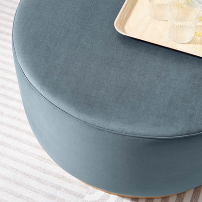 Tilden Large 29&quot; Round Performance Velvet Upholstered Ottoman By HouseBean