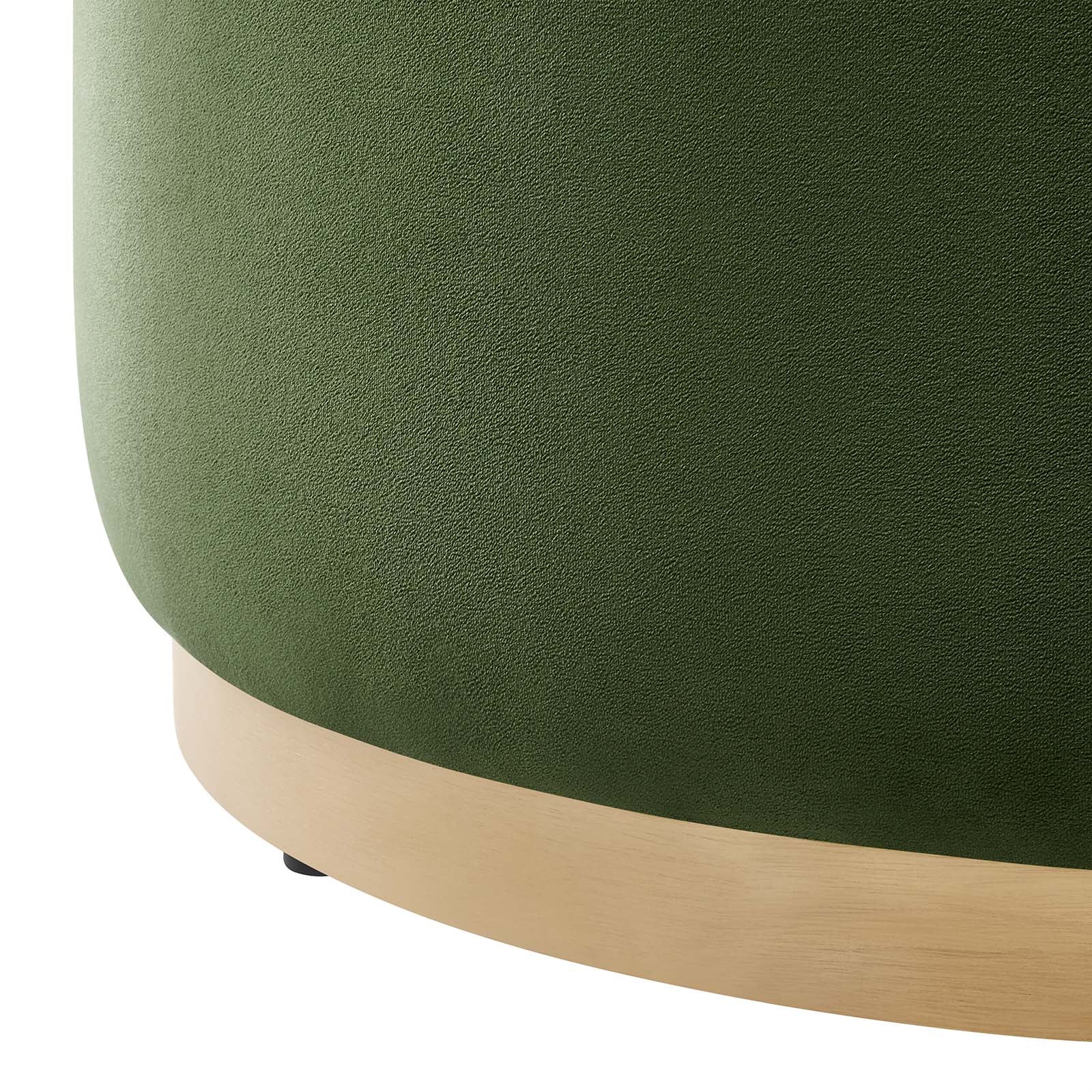 Tilden Large 29&quot; Round Performance Velvet Upholstered Ottoman By HouseBean