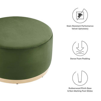 Tilden Large 29&quot; Round Performance Velvet Upholstered Ottoman By HouseBean