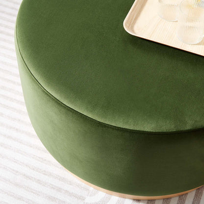 Tilden Large 29&quot; Round Performance Velvet Upholstered Ottoman By HouseBean