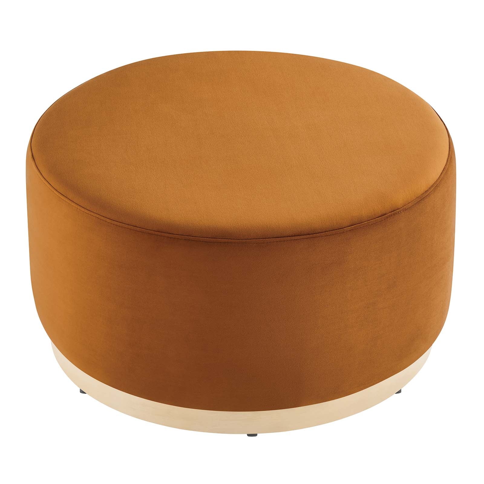 Tilden Large 29&quot; Round Performance Velvet Upholstered Ottoman By HouseBean