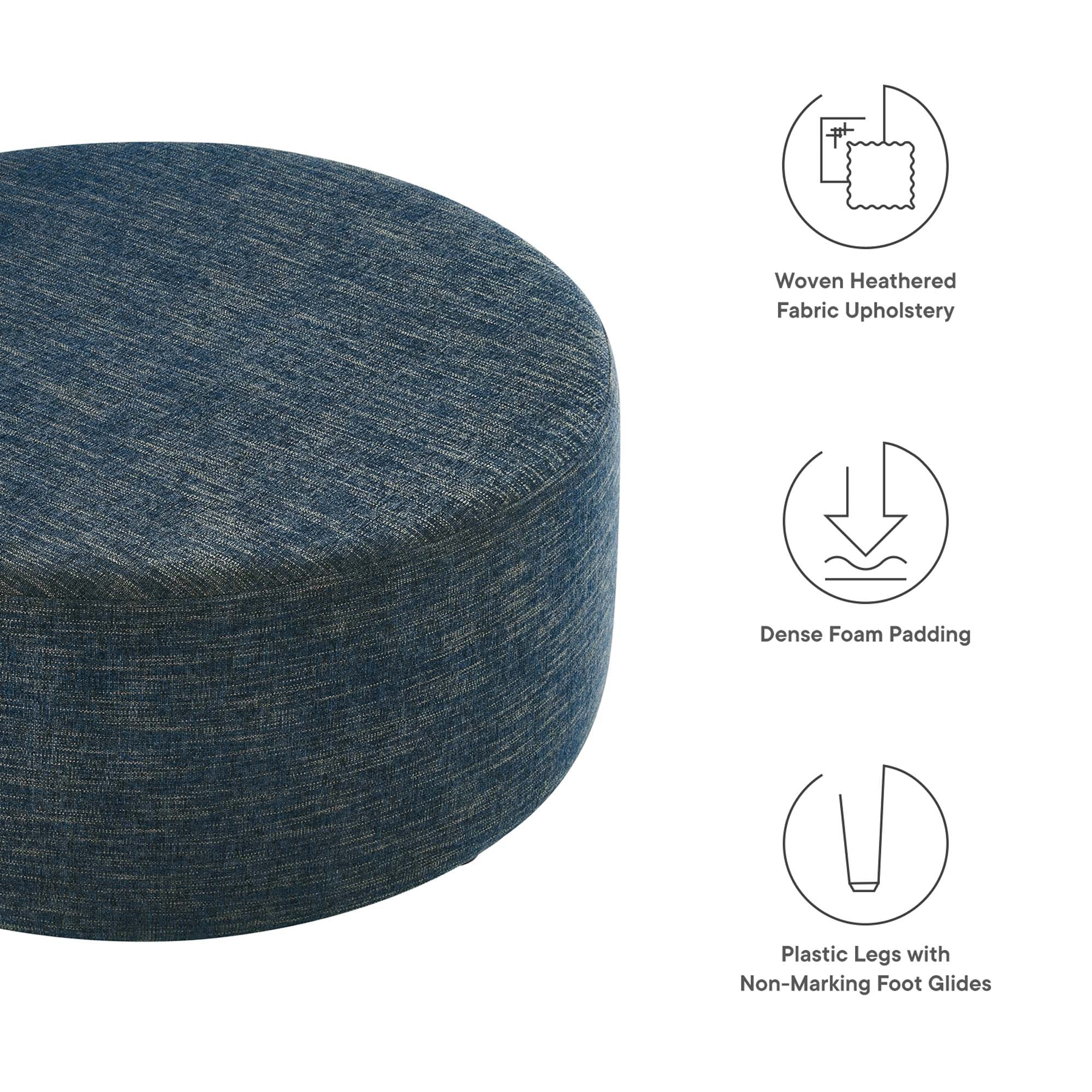Callum Large 38&quot; Round Woven Heathered Fabric Upholstered Ottoman by Modway