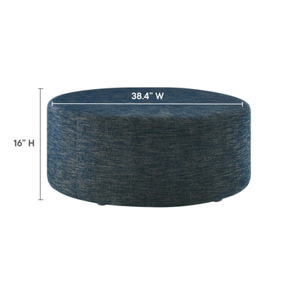 Callum Large 38&quot; Round Woven Heathered Fabric Upholstered Ottoman by Modway