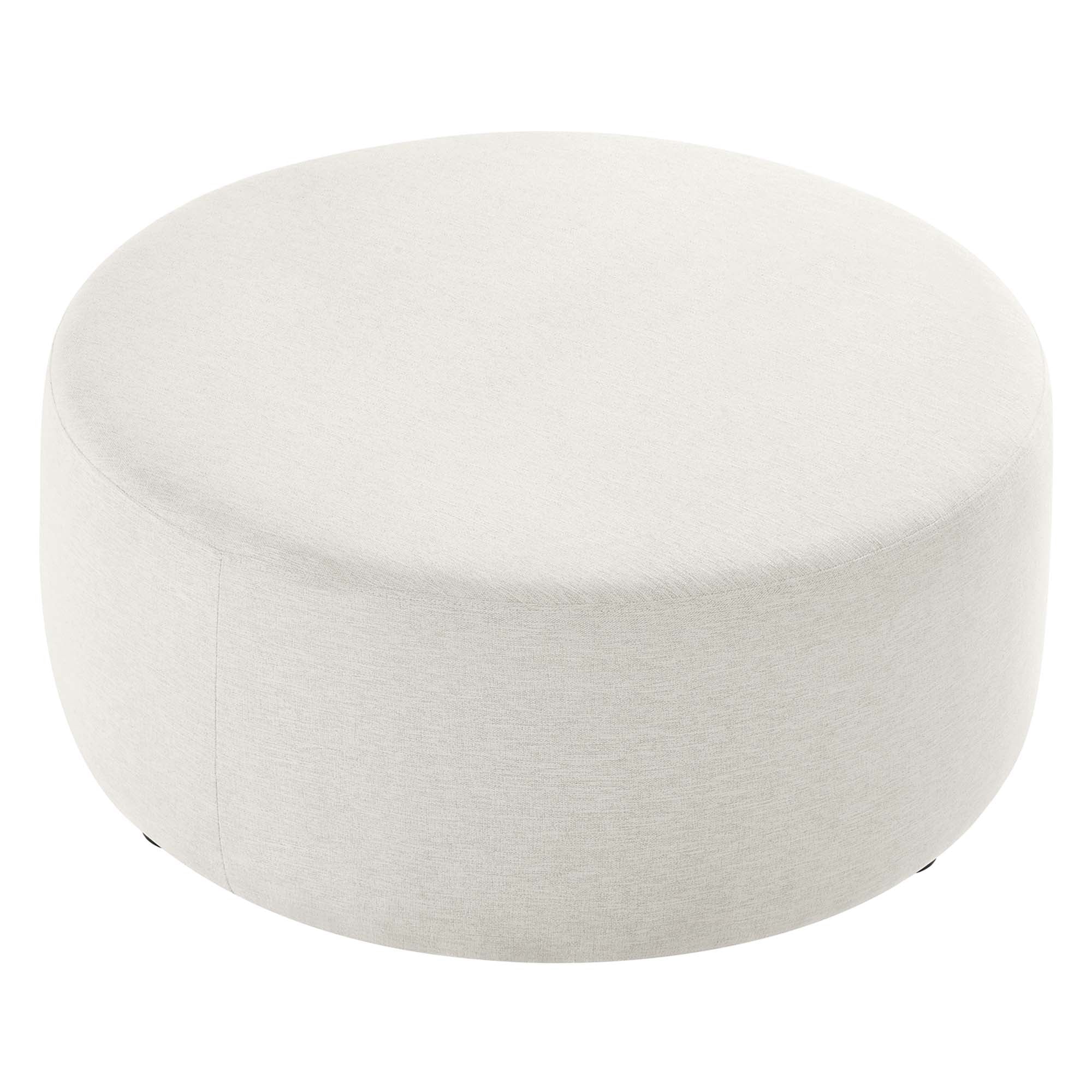 Callum Large 38&quot; Round Woven Heathered Fabric Upholstered Ottoman by Modway