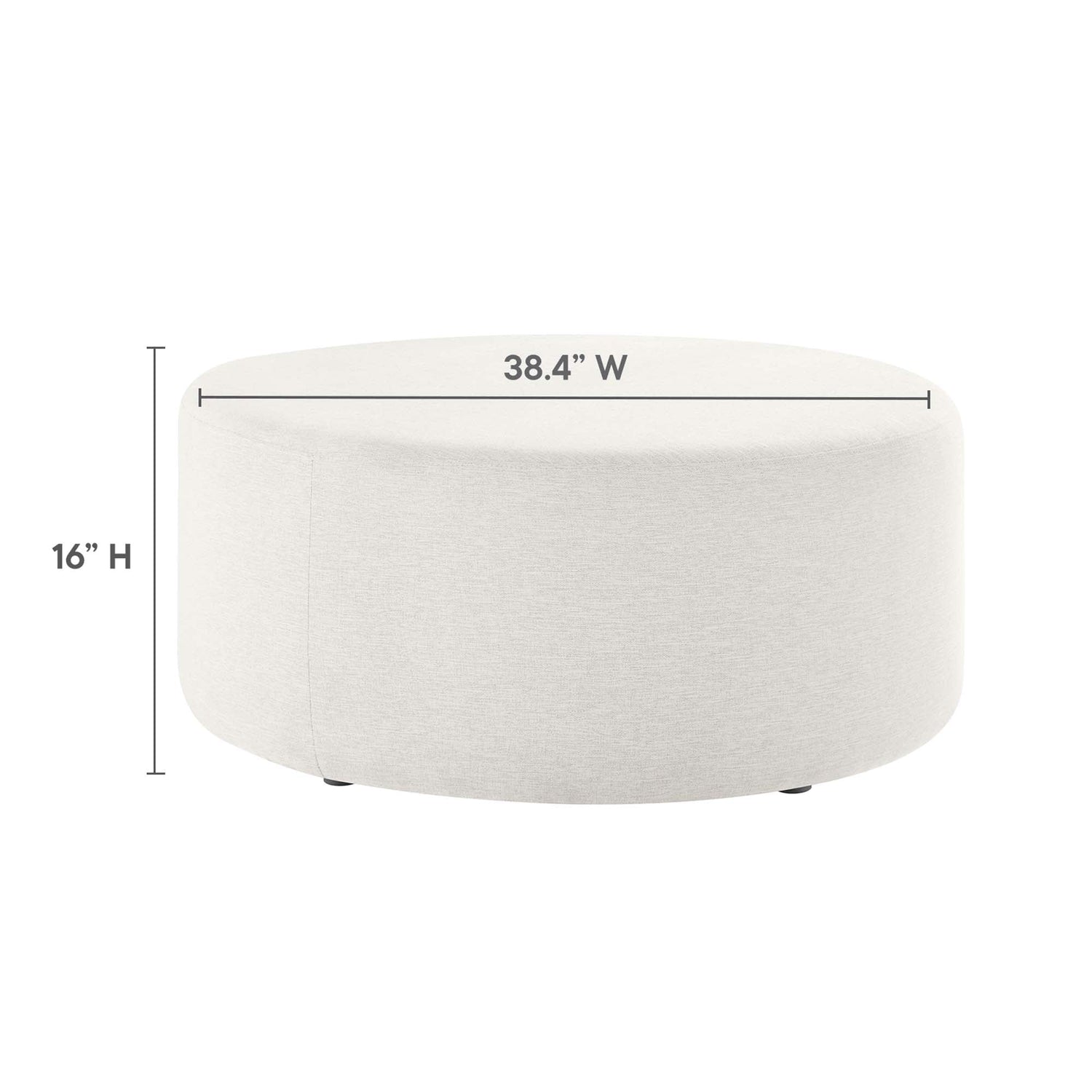 Callum Large 38&quot; Round Woven Heathered Fabric Upholstered Ottoman by Modway