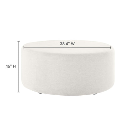 Callum Large 38&quot; Round Woven Heathered Fabric Upholstered Ottoman by Modway