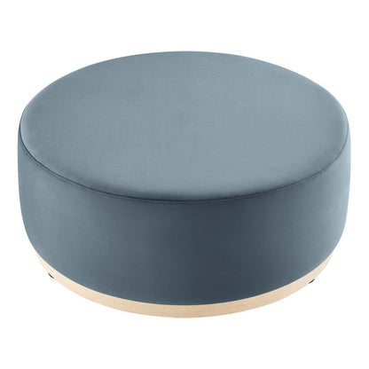 Tilden Large 38&quot; Round Performance Velvet Upholstered Ottoman By HouseBean