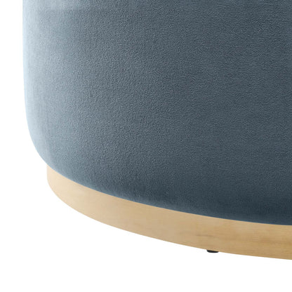 Tilden Large 38&quot; Round Performance Velvet Upholstered Ottoman By HouseBean