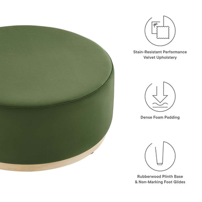 Tilden Large 38&quot; Round Performance Velvet Upholstered Ottoman By HouseBean