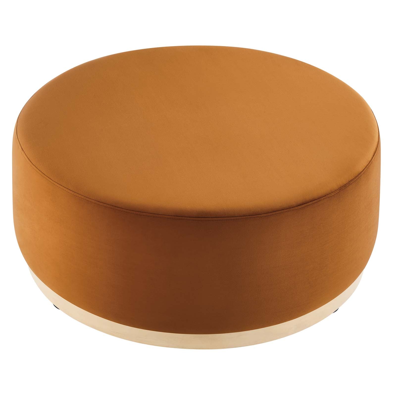 Tilden Large 38&quot; Round Performance Velvet Upholstered Ottoman By HouseBean