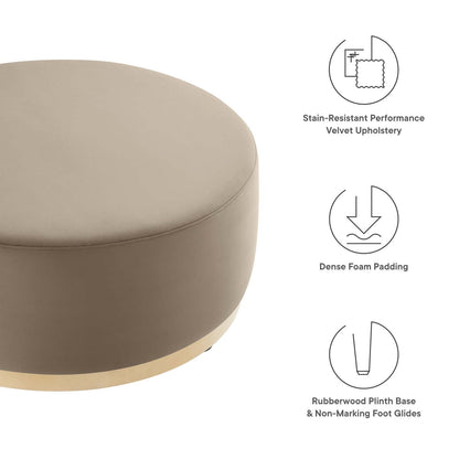 Tilden Large 38&quot; Round Performance Velvet Upholstered Ottoman By HouseBean