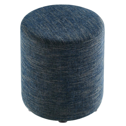 Callum 16&quot; Round Woven Heathered Fabric Upholstered Ottoman By HouseBean