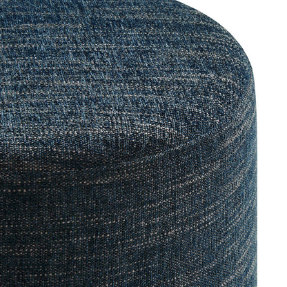 Callum 16&quot; Round Woven Heathered Fabric Upholstered Ottoman By HouseBean