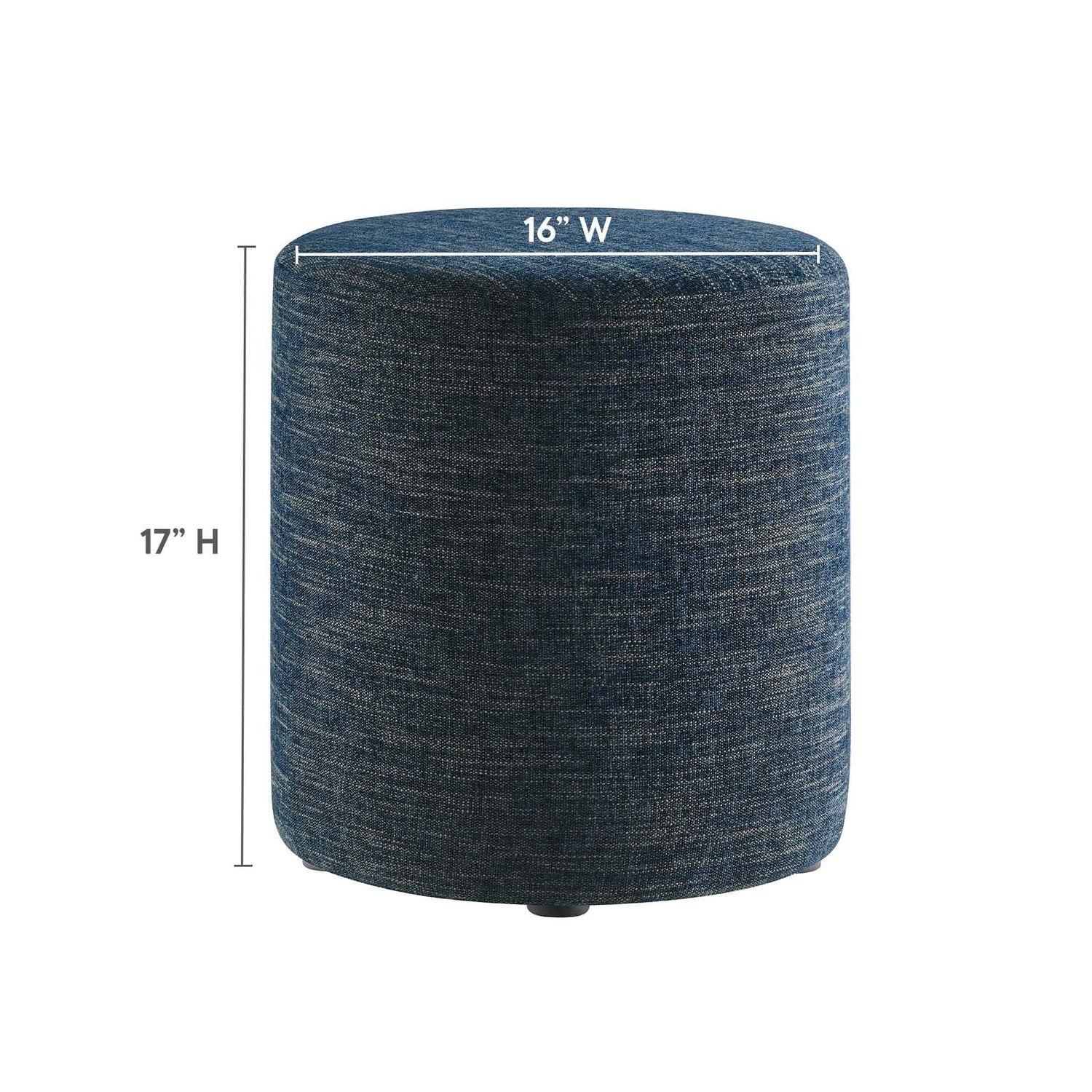 Callum 16&quot; Round Woven Heathered Fabric Upholstered Ottoman By HouseBean