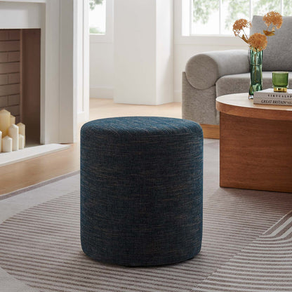 Callum 16&quot; Round Woven Heathered Fabric Upholstered Ottoman By HouseBean