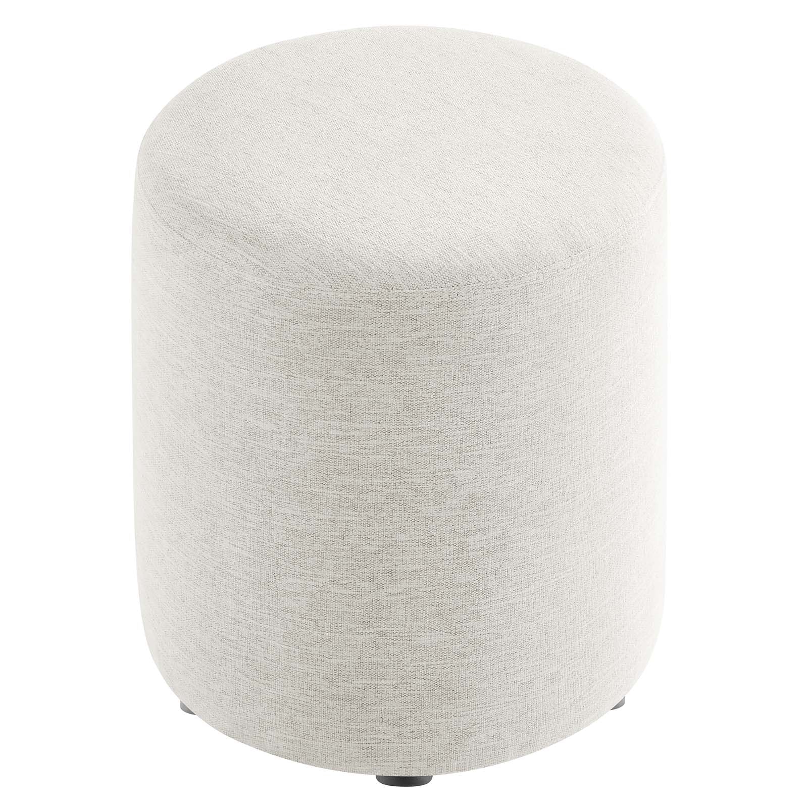 Callum 16&quot; Round Woven Heathered Fabric Upholstered Ottoman By HouseBean