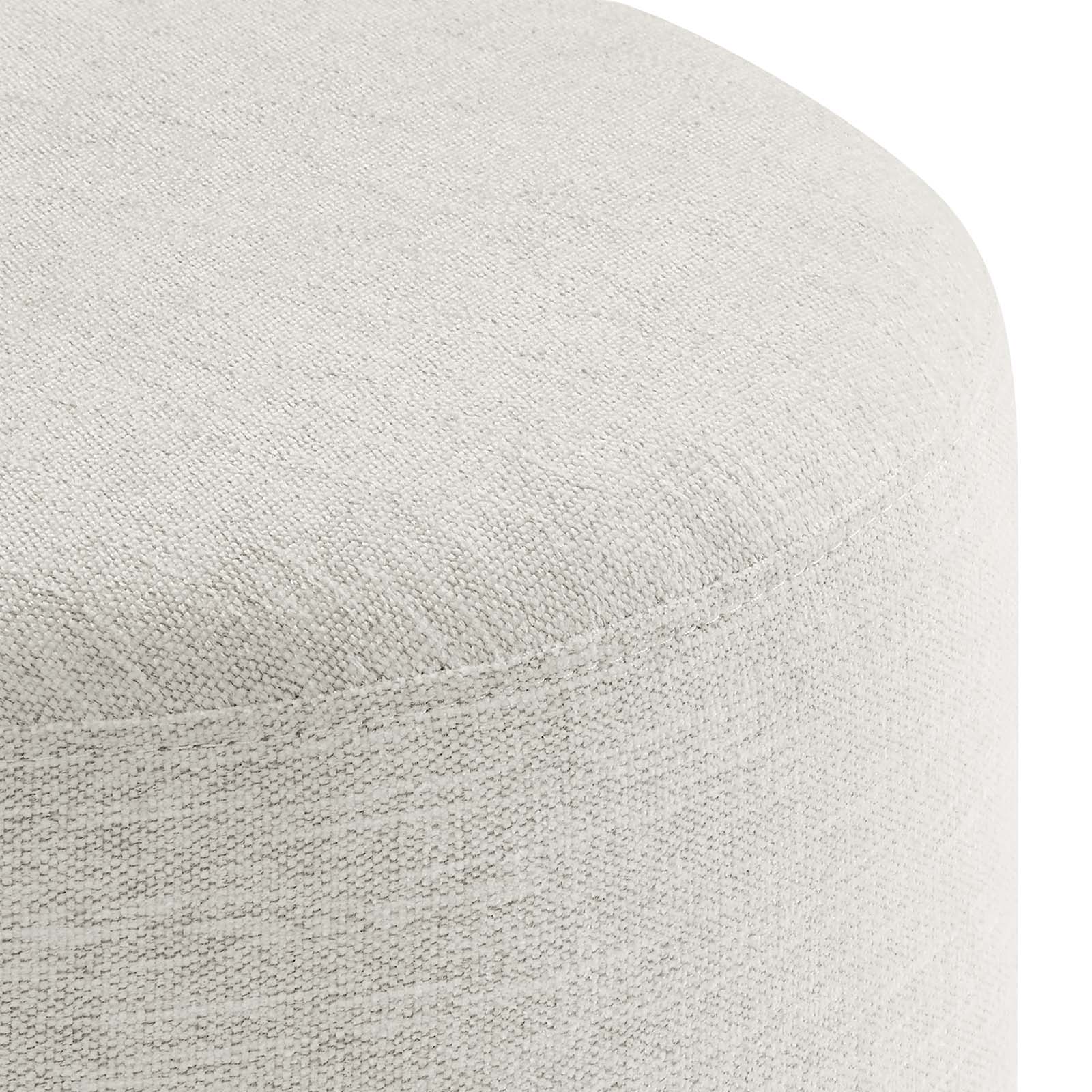 Callum 16&quot; Round Woven Heathered Fabric Upholstered Ottoman By HouseBean